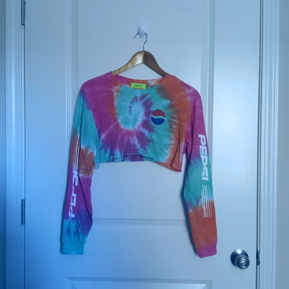Pepsi Tie Dye Cropped Long Sleeve Shirt